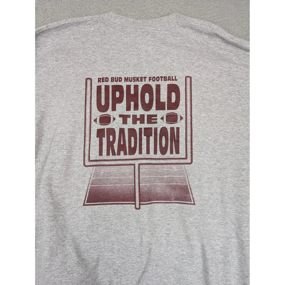Vintage Red Bud Muskets Sweatshirt Mens XL Gray Football Graphic Gildan‎ 2000s